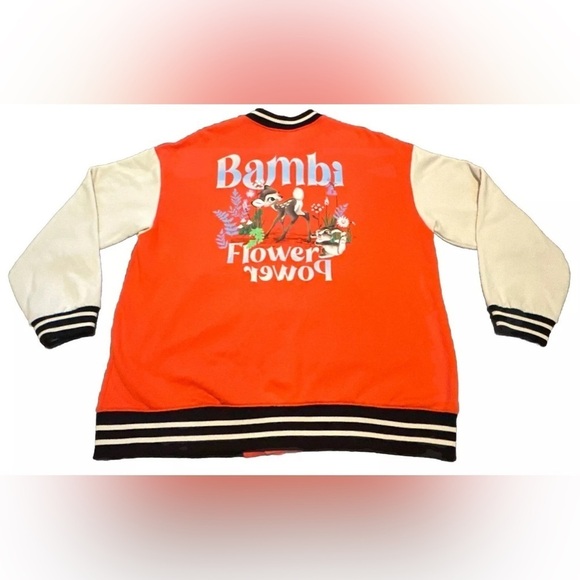H&M Disney Divided Bambi Oversized Varsity Letterman’s Style Sweat Jacket Medium - Picture 3 of 6